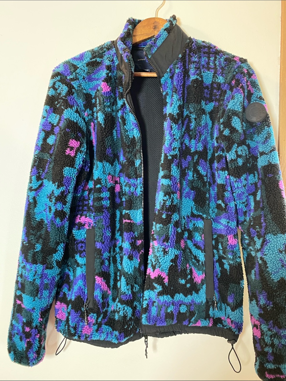 American Eagle Outfitters Multicolor Teddy Fleece Jacket - Blue, Purple, Pink